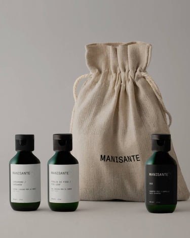 Kit de voyage avec savon, gel douche et shampooing