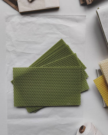 Láminas verdes del kit para hacer velas de cera de abeja Korys