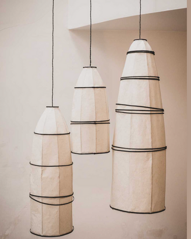 Lámpara colgante Bell de papel de abacá Caravane
