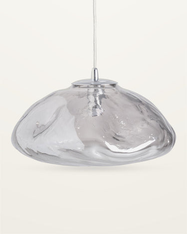 Lámpara de techo de cristal gris ahumado y hierro plateado grande de Vical