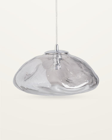 Lámpara de techo de cristal gris ahumado y hierro plateado mediana de Vical
