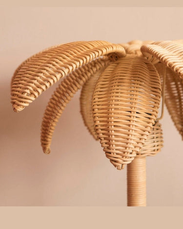 Palm natural rattan table lamp with shade in a boho style