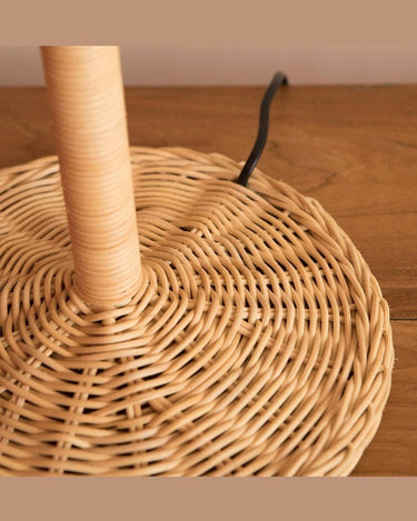 Palm natural rattan table lamp with shade in a boho style