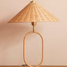 Shire rattan table lamp with shade and brass base