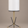 Lámpara de mesa vintage mid century con pantalla de papel nepalí, vista frontal
