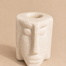 Lámpara de mesa vintage de piedra de Albert Tormos, vista frontal del rostro tallado