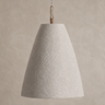 Lámpara de techo de madera de suar beige de Vical suspendida ante pared texturizada topo claro