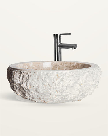 Lavabo cuadrado de mármol gris de 42 × 42 cm
