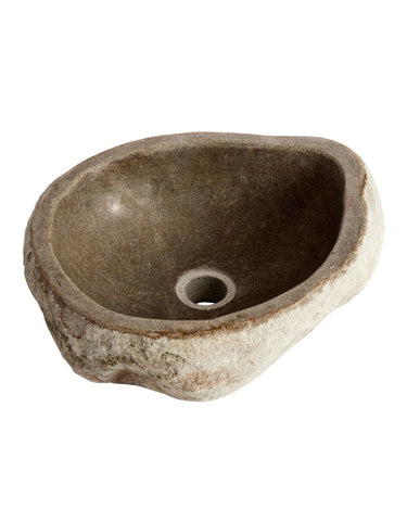 Lavabo cuadrado de piedra de río hecho a mano de Muubs