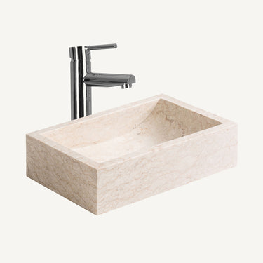 Lavabo de piedra marfil visto desde arriba