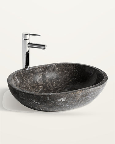 Lavabo rectangular de mármol gris de 60 × 40 cm