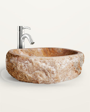 Lavabo rectangular de ónix crema de 53 × 34 cm