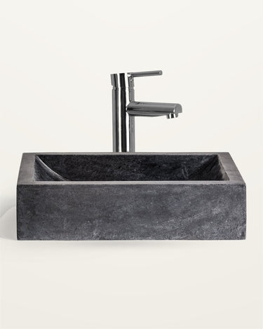 Lavabo rectangular de piedra negra de 50 × 35 cm