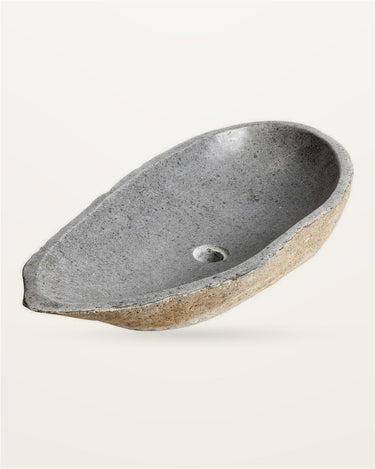Lavabo rectangular de piedra de río hecho a mano de Muubs