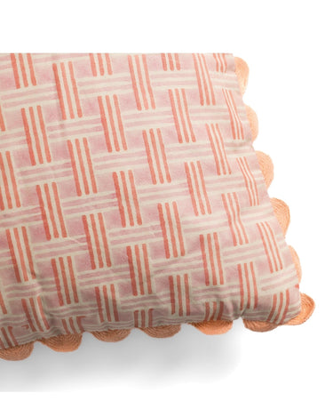 Cotton block print cushion 45 x 45 cm, detail view by Le Monde Sauvage