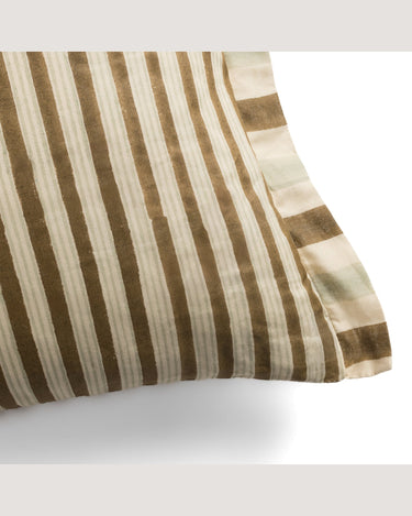 Cotton cushion with block print, detail view by Le Monde Sauvage