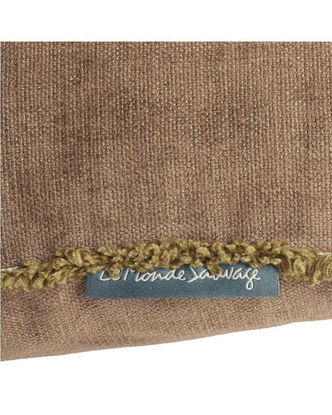 Rectangular cushion with fringe, Le Magicien Owaka design by Le Monde Sauvage