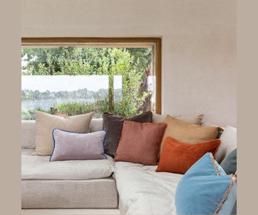 Rectangular cushion with fringe, Le Magicien Owaka design by Le Monde Sauvage