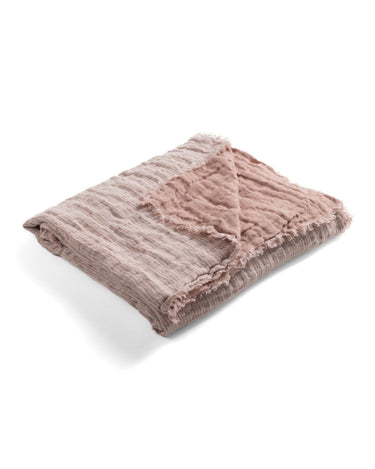 Detalle plaid lino gofrado con flecos Le Monde Sauvage