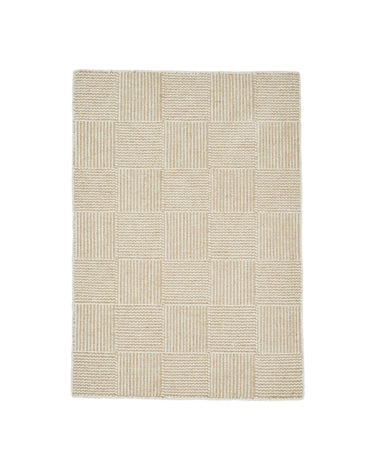 Alfombra Chess de lana blanca Linie Design vista completa