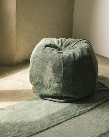 Puf Stone Wash verde pato de 50 × 60 cm