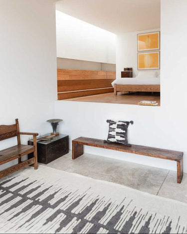 Alfombra Zagros gris con diseño Ikat vista completa