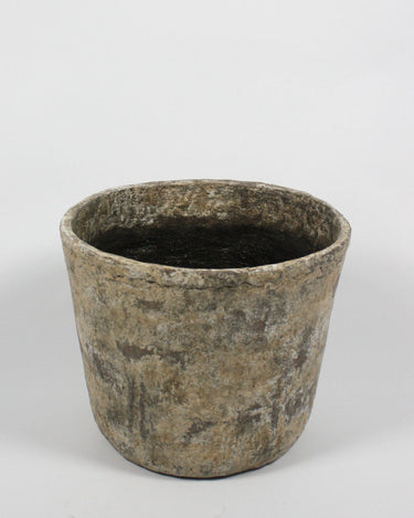 Detail of beige and grey planters with a modern design