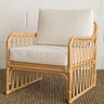 Sillón de ratán natural tejido a mano con cojín incluido