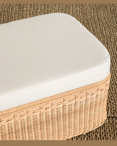 Puf otomano ratán natural hecho a mano con cojín acolchado