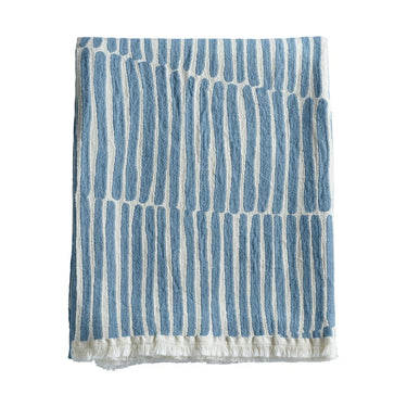 Manta de algodón a rayas azul denim de Tine K Home