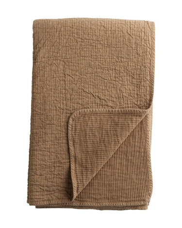 Reversible caramel-colored cotton blanket by Tine K Home