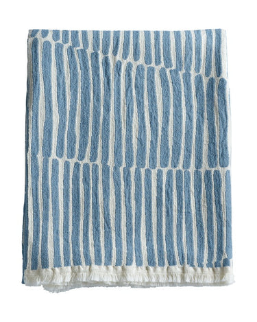 Denim blue striped cotton blanket by Tine K Home
