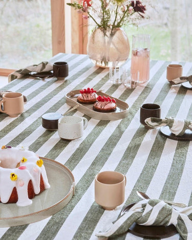 Mantel de Rayas Oliva 260 x 140 cm Algodón Orgánico