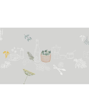 Composición de mesa con mantel bordado Le Printemps
