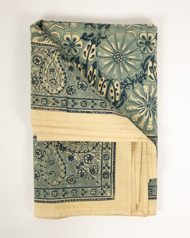 Blue tablecloth on a dining table