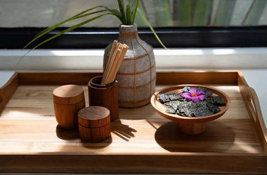 Medium teak root wood jars by Bazar Bizar, detail view