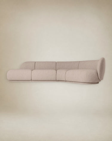 Sofá Modular Rico Central Bouclé Suave Natural Curvo Diseño Elegante Confortable