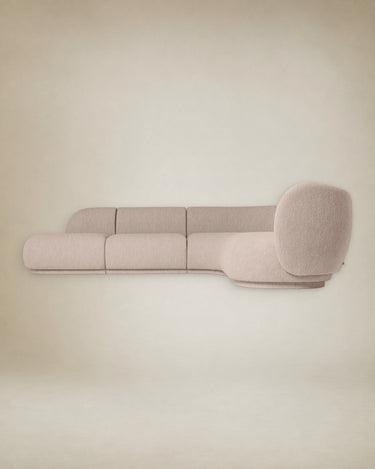 Sofá Modular Rico Central Bouclé Suave Natural Curvo Diseño Elegante Confortable