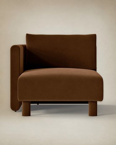 Sofá chaise longue Dase izquierdo de terciopelo marrón en Matuta Home - imagen 2