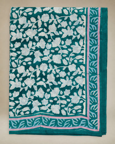 Pareo de algodón voile con block print esmeralda Bonheur du Jour