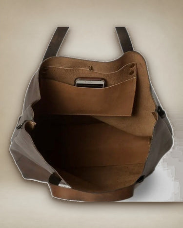 Bolso tote de piel artesanal color cuero