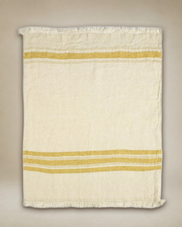 Fouta de playa Libeco de lino con raya mostaza