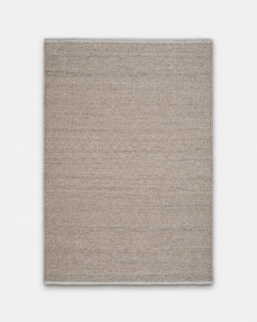Alfombra de lana jaspeada tono tierra con mezcla de fibras Ash Melange Linie Design vista completa
