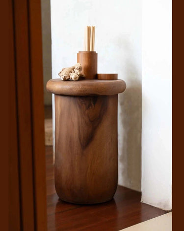 Medium teak root wood jars by Bazar Bizar, side view