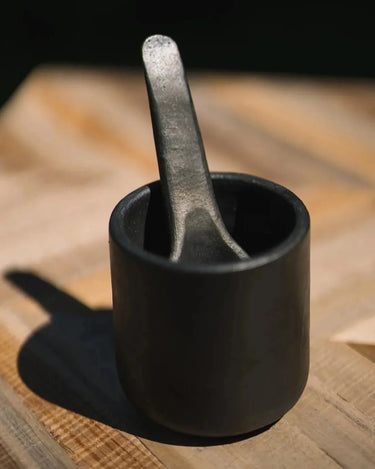 Burnt black ceramic cup by Bazar Bizar for coffee or tea
