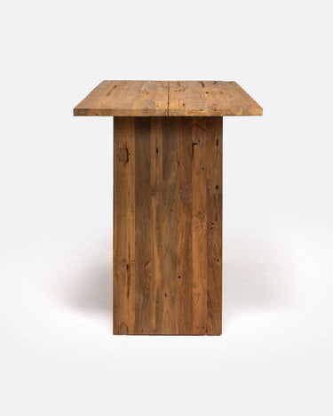 Mesa alta EROSI de teca reciclada natural — detalle 3
