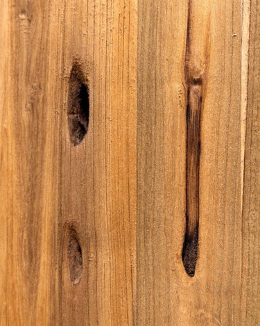 Mesa alta EROSI de teca reciclada natural — detalle 4