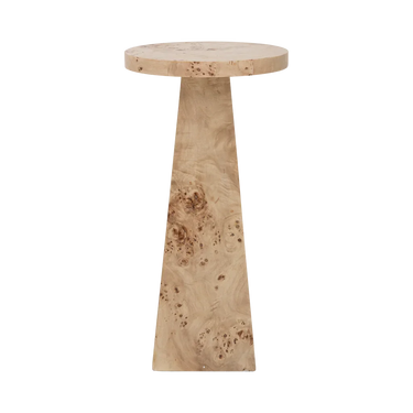 Mesa auxiliar de madera de raíz: vista del pie triangular de madera de raíz