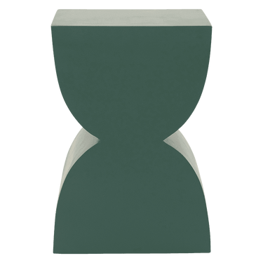 Mesa auxiliar de mango verde: vista frontal del tablero y las curvas