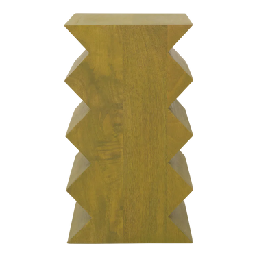 Mesa auxiliar de mango verde: vista frontal del perfil dentado
